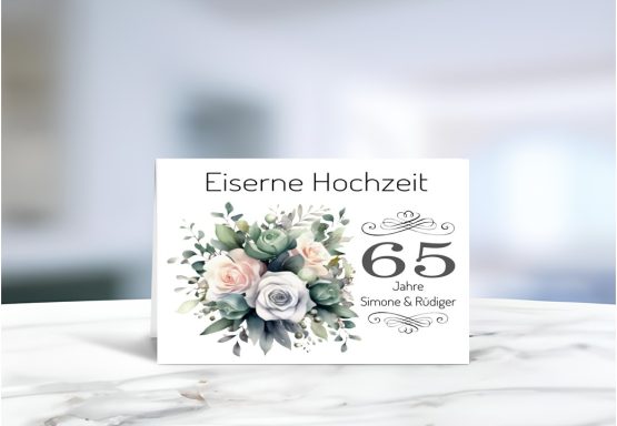 Personalisierte Grußkarte zur Eisernen Hochzeit