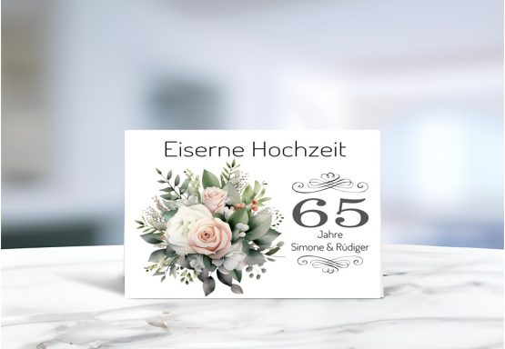 Personalisierte Grußkarte zur Eisernen Hochzeit