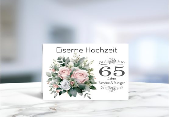 Personalisierte Grußkarte zur Eisernen Hochzeit