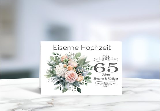 Personalisierte Grußkarte zur Eisernen Hochzeit