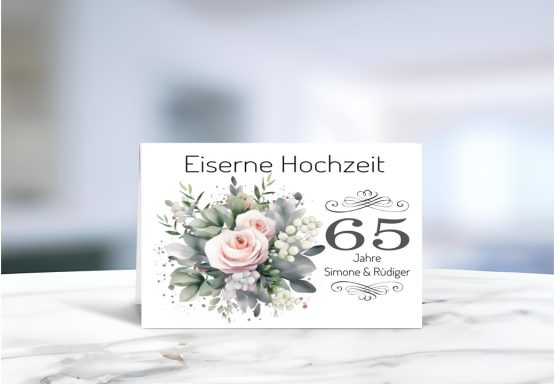 Personalisierte Grußkarte zur Eisernen Hochzeit