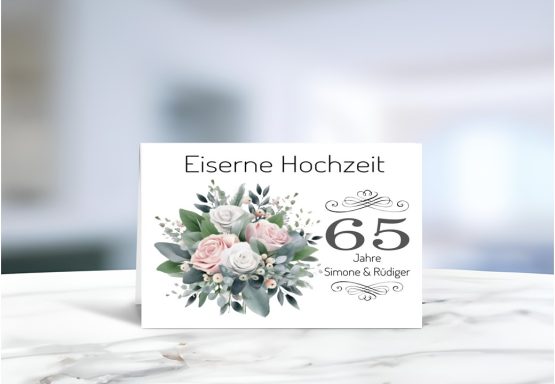 Personalisierte Grußkarte zur Eisernen Hochzeit